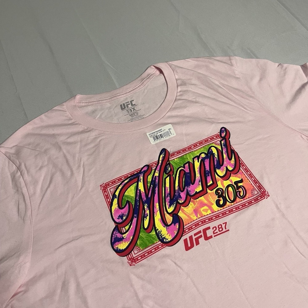 UFC 287 Miami City Graphic T Shirt Size 3XL Pink New UFC Promo